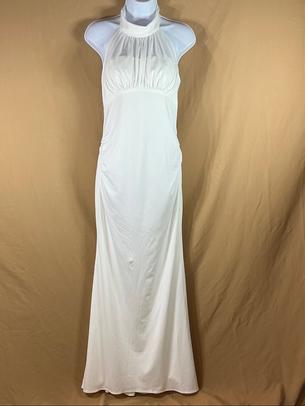 JJs House Ivory Halter Maxi Dress Size 6 NWT